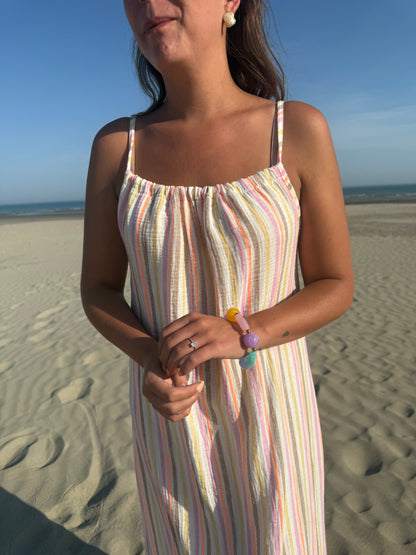 Pastel stripe maxi dress brown