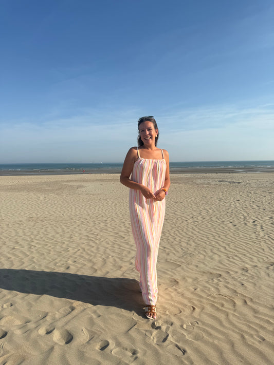 Pastel stripe maxi dress orange