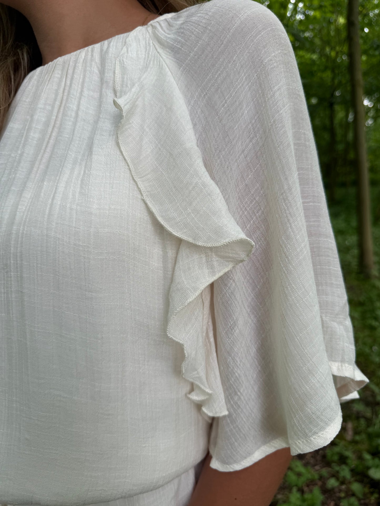 Ivory ruffle dress