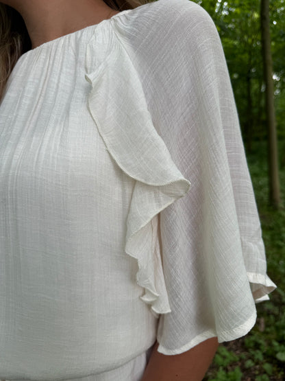 Ivory ruffle dress