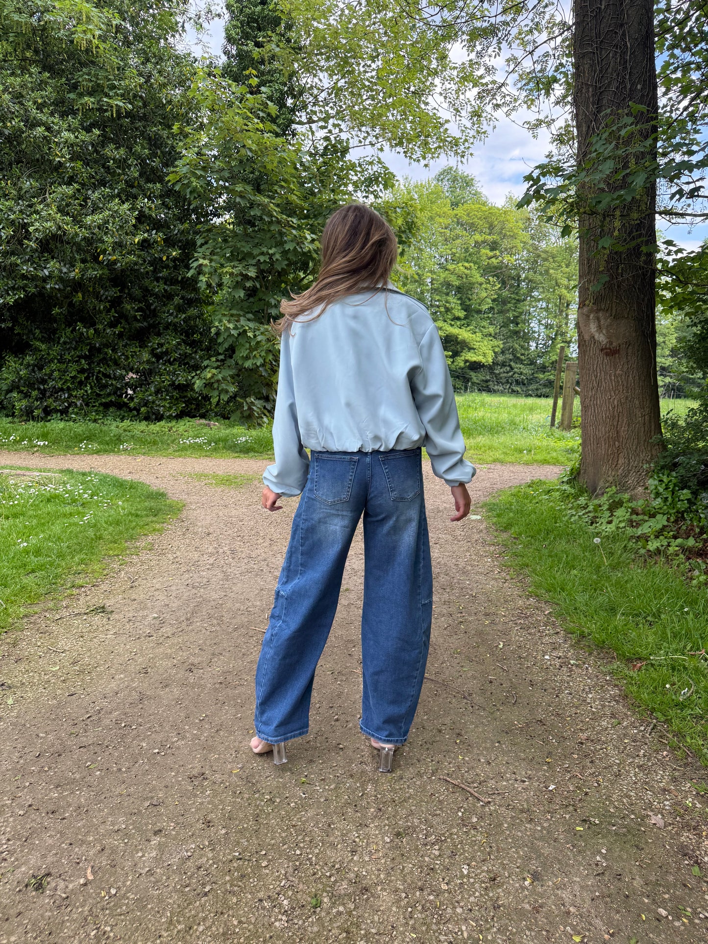 Blauwe bomber jacket