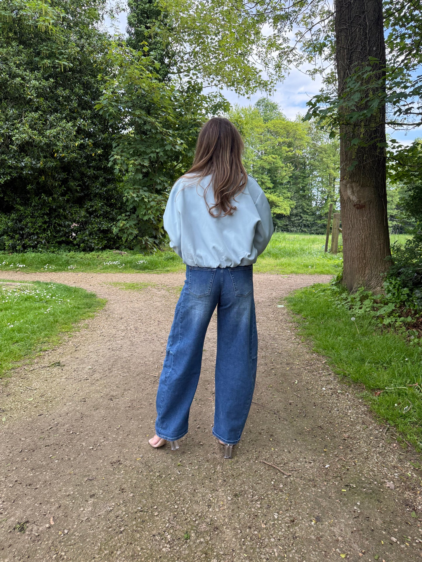 Blauwe bomber jacket