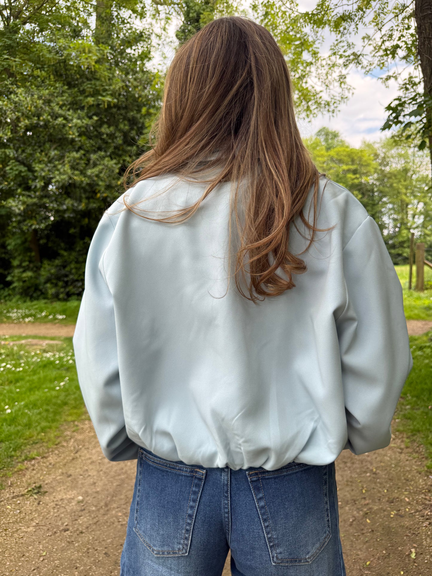Blauwe bomber jacket