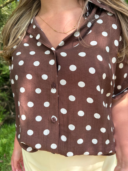 Bruine dot blouse