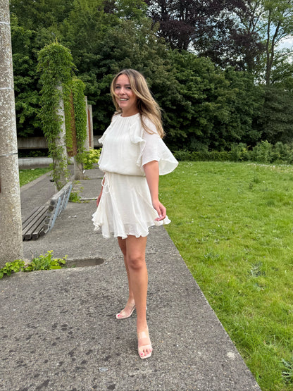 Ivory ruffle dress