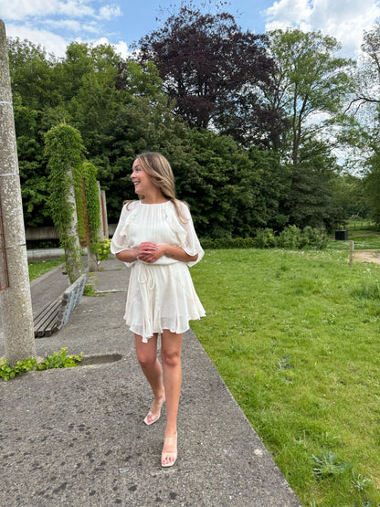 Ivory ruffle dress