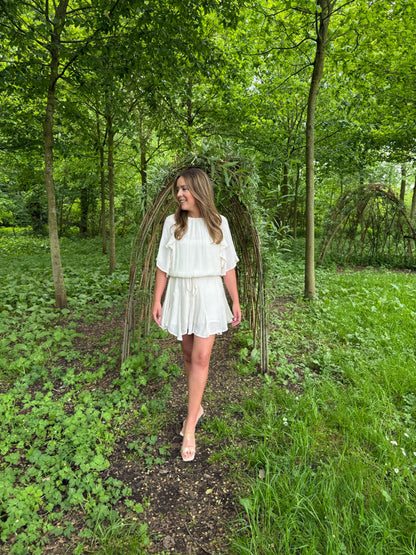 Ivory ruffle dress