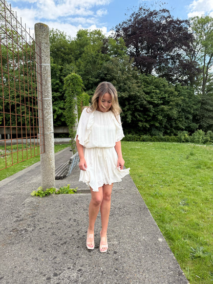 Ivory ruffle dress