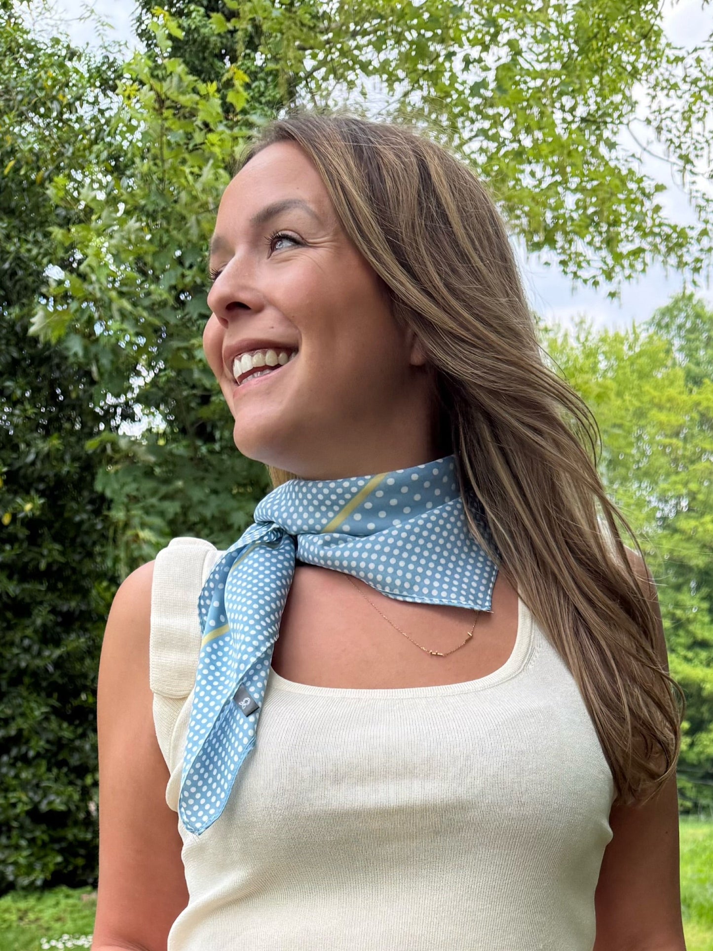 Sik scarf - blauw met bollen