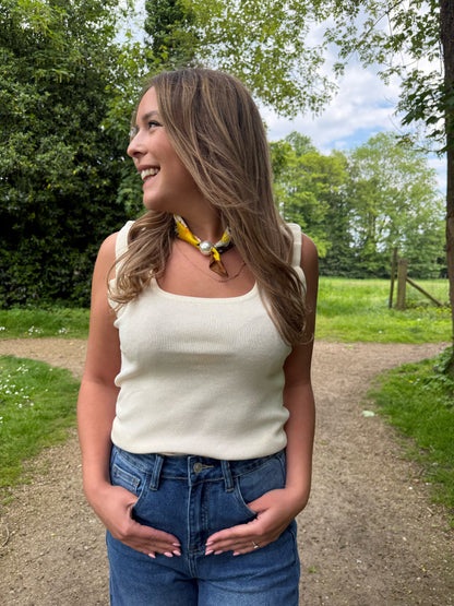 Silk scarf - geel met parel